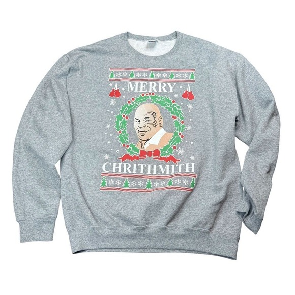 Gildan Other - Mike Tyson Merry Chrithmith Sweatshirt Christmas Men's Large EUC Ugly Christmas
